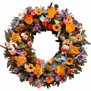 Orange and Purple Funeral Wreath