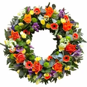 Orange and Yellow Funeral Wreath