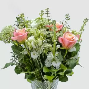 Bramley Coral And White Bouquet 