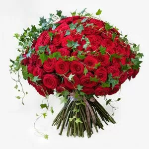 Luxury Red Rose Bouquet with Ivy