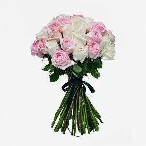 Pale Pink and White Roses Bouquet