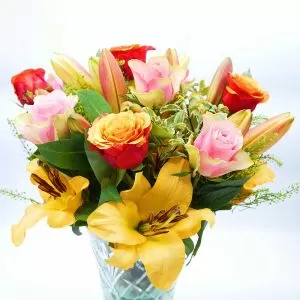 Peach Lily and Rose Bouquet