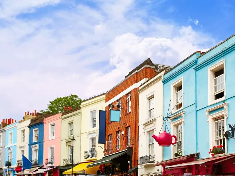 Colourful houses inspo for our Portobello Road hand-tied bouquet