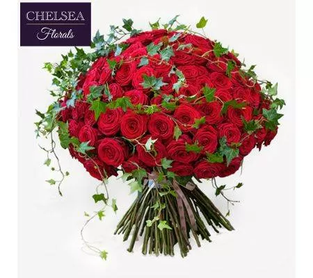 Luxury Red Rose Bouquet With Ivy